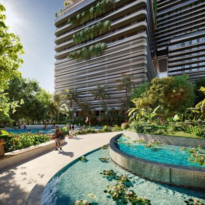 Mercedes Benz Places Miami Park Fountain